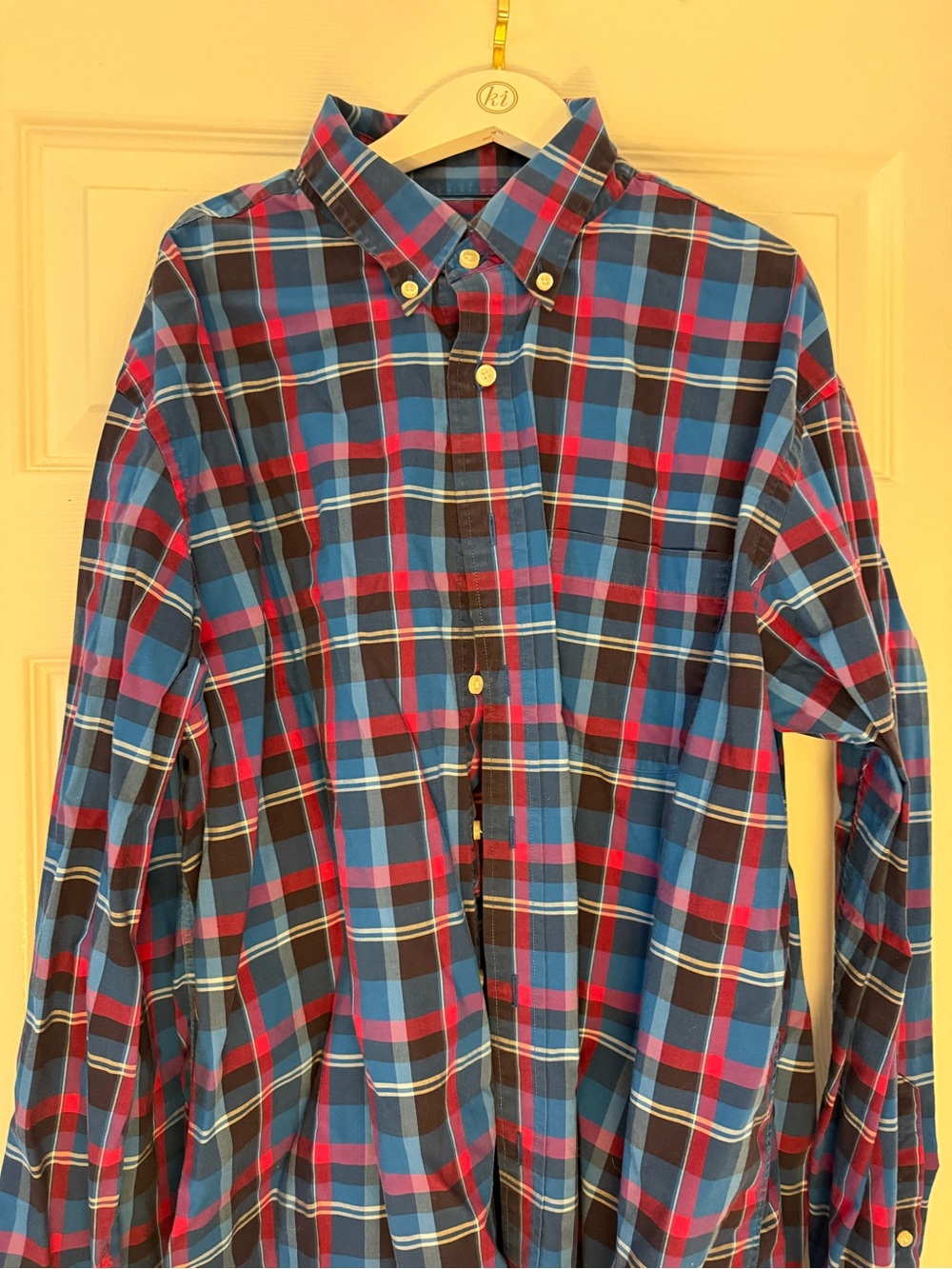 Men's Jos. A. Bank Executive Collection Plaid Button-Down Shirt in Blue and Red